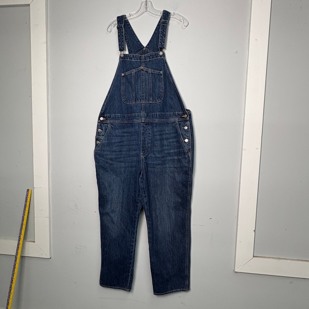 Old Navy Womens Plus Size 18 Dark Wash Denim Carpenter Bib Overalls Blue Cotton